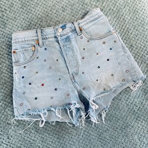 Levi's Light Blue Jean Shorts with Colorful Studs